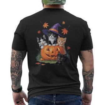 Cute Cat Pumpkin Halloween Men's T-shirt Back Print - Thegiftio UK