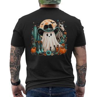 Cute Cowboy Ghost Turquoise Boots Pumpkin Halloween Men's T-shirt Back Print - Thegiftio UK