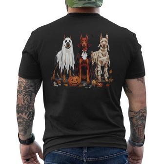 Cute Witchy Doberman Dogs Dressed As Ghosts Halloween Men's T-shirt Back Print - Thegiftio UK