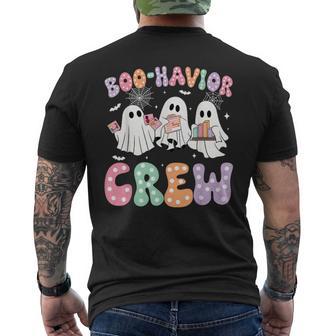 Cute Ghost Boo-Havior Crew Aba Behavior Analyst Halloween Men's T-shirt Back Print - Thegiftio UK