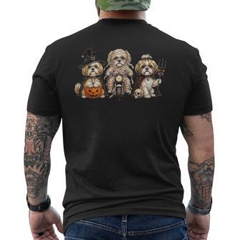 Cute Halloween Shih Tzu Dog Pumpkin Ghost And Witch Men's T-shirt Back Print - Thegiftio UK