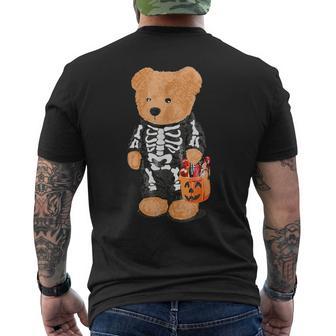 Cute Teddy Bear Skeleton Costume Halloween Trick Or Treat Men's T-shirt Back Print - Thegiftio UK