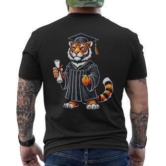 Cute Tiger Graduation Men's T-shirt Back Print - Thegiftio UK