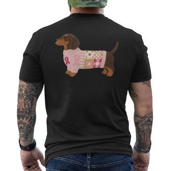 Dachshund Pink Ribbon Breast Cancer Awareness Men's T-shirt Back Print - Thegiftio UK