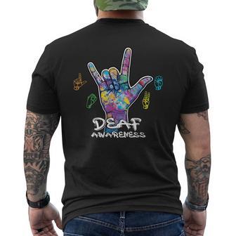Deaf Awareness Asl Love Sign Language Awareness Men's T-shirt Back Print - Thegiftio UK