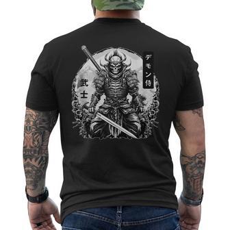 Demonamurai Guerrero Esqueleto Japonés Kanji In Mangas Camiseta Hombre Estampado Espalda - Regaloses