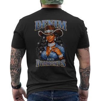 Denim And Diamonds African Melanin Cowgirls Western Men's T-shirt Back Print - Thegiftio UK