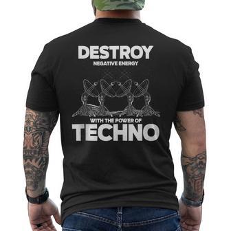 Destruye La Energía Negativa Con Techno Rave Dj Music Electro In Mangas Camiseta Hombre Estampado Espalda - Regaloses