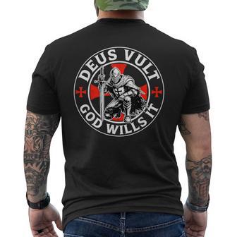Deus Vult God Wills It Knight Templar Crusader Cross Men's T-shirt Back Print - Thegiftio UK