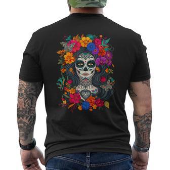 Dia De Los Muertos Day Of The Dead La Catrina Sugar Skull Men's T-shirt Back Print - Thegiftio UK