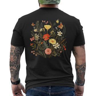 Dibujo De Floresilvestres Con Mariposas In Mangas Camiseta Hombre Estampado Espalda - Regaloses