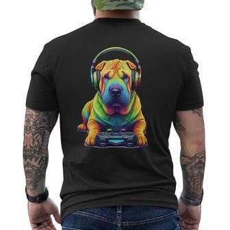 Diseño Colorido Chino Del Zoológico Del Perro Del Jugador Delideojuegohar-Pei Camiseta Hombre Estampado Espalda - Regaloses