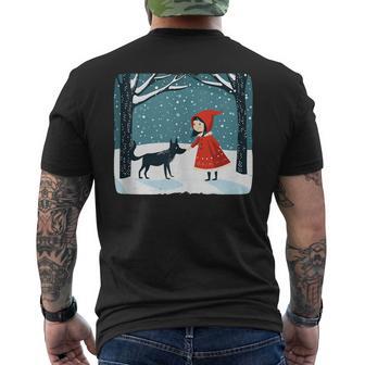 Divertido Disfraz De Caperucita Para Fanáticos De Lobos In Mangas Camiseta Hombre Estampado Espalda - Regaloses