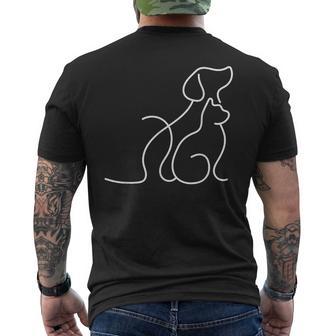 Dog Puppy And Baby Cat Heart Animal Dog & Cat Heart Men's T-shirt Back Print - Monsterry