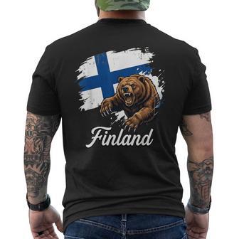 Drapeau De La Finlande Ours Rugissant Motif Patriote Finlandais T-shirt imprimé au dos - Cadeauxyz
