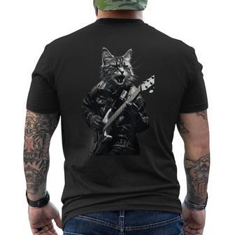 Drôle De Chat Jouant De La Guitare T-shirt imprimé au dos - Cadeauxyz