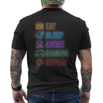 Eat Sleep Anime Gaming Repeat Gamer N Boy Anime Men's T-shirt Back Print - Thegiftio UK