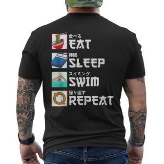 Eatleepwim Repeat Japanese Natación Nadador In Mangas Camiseta Hombre Estampado Espalda - Regaloses
