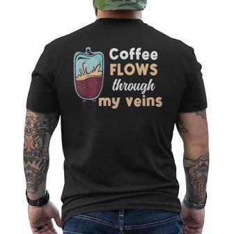 El Café Fluye Por Misenas Cafeína Barista Cappuccino Camiseta Hombre Estampado Espalda - Regaloses