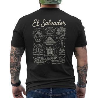 El Salvador Landmarks Travel Map Illustration Souvenir Men's T-shirt Back Print - Thegiftio UK