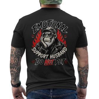 Emotional Support Husband Do Not Pet Gorilla Back Only Men's T-shirt Back Print - Thegiftio UK