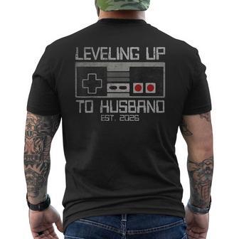 Engagement For Gamer Groom Leveling Up To Husband 2026 Men's T-shirt Back Print - Thegiftio UK