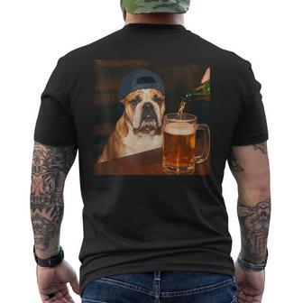 English Bulldog Drinking Beer Fathers Day Dog Meme Men's T-shirt Back Print - Thegiftio UK