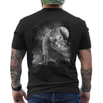 Familia De Lobos Blancos Y Negros Lobos Aullando Cuello Camiseta Hombre Estampado Espalda - Regaloses