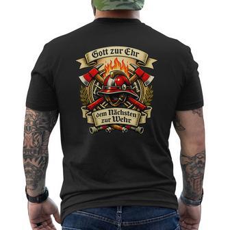 Feuerwehr Gott Zur Ehr Dem Nächsten Zur Wehr T-Shirt mit Rückendruck - Geschenkecke