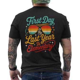 First Day Of My Last Year In Elementary Retro Back To School Men's T-shirt Back Print - Thegiftio UK