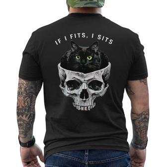 If I Fits I Sits Black Cat Skull Gothic Dark Humor Men's T-shirt Back Print - Thegiftio UK