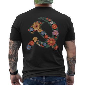 Fleurs Faucille Et Marteau T-shirt imprimé au dos - Cadeauxyz
