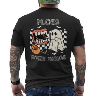 Floss Your Fangs Dental Hygienist Dentist Halloween Men's T-shirt Back Print - Thegiftio UK