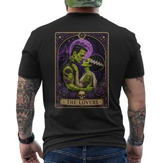 Frankenstein And Bride Tarot Card Couples Spooky Halloween Men's T-shirt Back Print - Thegiftio UK