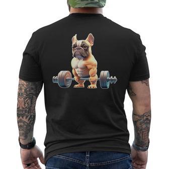 Französische Bulldogge Bodybuilding Frenchie Gewichtheber T-Shirt mit Rückendruck - Geschenkecke
