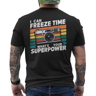I Can Freeze Time What's Your Superpower Retro Camera Men's T-shirt Back Print - Thegiftio UK