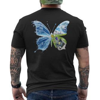 Frutiger Aero Estética Mariposa Ordenador Peces Paisaje Camiseta Hombre Estampado Espalda - Regaloses