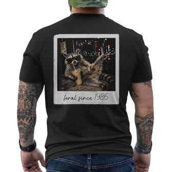 40Th Birthday Raccoon Feral Since 1986 40 Year Old Men's T-shirt Back Print - Thegiftio UK