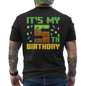 Birthday Boy It's My 5Th Birthday Video Game Pixel Men's T-shirt Back Print - Thegiftio UK