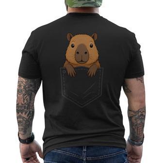 Capybara Peeking In Pocket Capy Rodent Animal Lover Men's T-shirt Back Print - Thegiftio UK