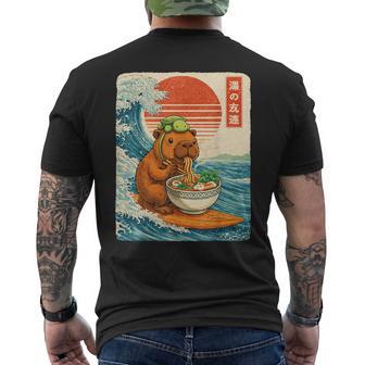 Capybara Surfing Eat Ramen Japan Japanese Boy Kid Men's T-shirt Back Print - Thegiftio UK