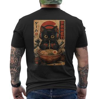 Cat Ramen Japanese Kawaii Anime Cats Men's T-shirt Back Print | Seseable UK