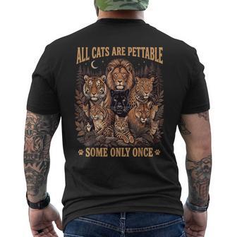 All Cats Are Pettable Some Only Once Wild Vintage Men's T-shirt Back Print | Seseable UK