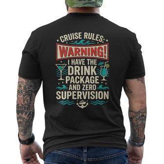 Cruise Rules Drink Package Zero Supervision Retro Men's T-shirt Back Print - Thegiftio UK