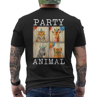 Cute Party Animals Birthday Wildlife Zoo Birthday Kids Men's T-shirt Back Print - Thegiftio UK