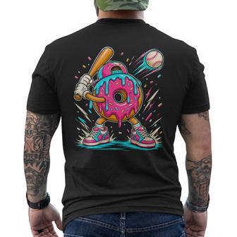 Donut Playing Baseball Drip Ice Dream Boys Kids Men's T-shirt Back Print - Thegiftio UK