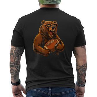 Football Bear Game Day Vintage Fans Men's T-shirt Back Print - Thegiftio UK
