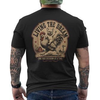 French Bulldog Riding Rooster Living The Dream Farm Men's T-shirt Back Print - Thegiftio UK