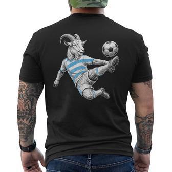 Goat Playing Soccer Fan Vintage Animal Football Humor Men's T-shirt Back Print - Thegiftio UK