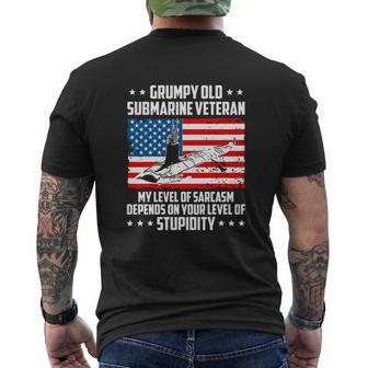 Grumpy Old Submarine Veteran My Level Of Sarcasm Veteran T Shirt Name Men's T-shirt Back Print | Seseable UK